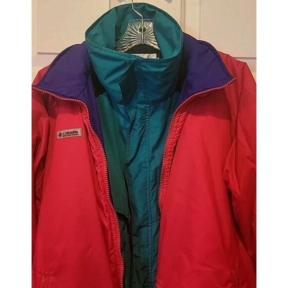 Vintage 90s Columbia Sportswear Powder Keg 3 in 1 Ski Jacket Coat Sz L Teal Purp - Picture 4 of 13